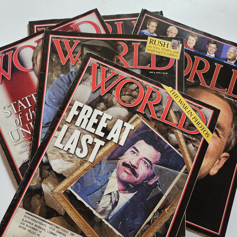 World Magazine 2003 Saddam's Saddam Hussein IRAQ War Exclusive Photos Bush Vets